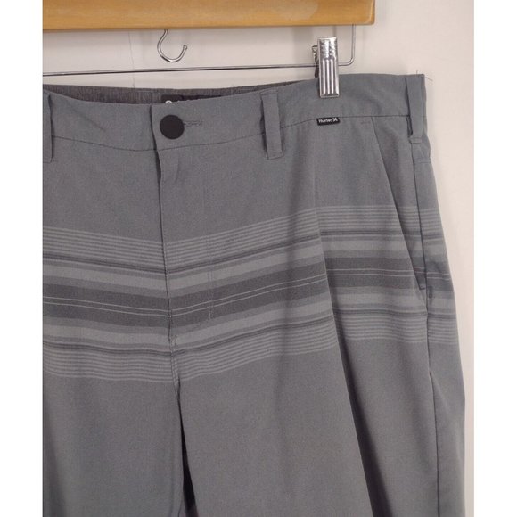 Hurley Phantom Striped Gray Hybrid Boardshorts Summer Beach Surf Skate Mens W 34 - Picture 2 of 6